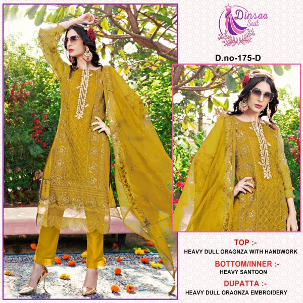 Dinsaa 175 Occasional Organza Designer Pakistani Suit Collection